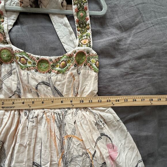 Anthropologie Square Neck Embroidered Maxi Dress XS Boho - Picture 10 of 13